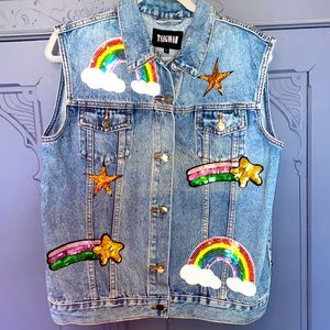 LF ( TAIGWAH) Colorful Sequin Jean Jacket